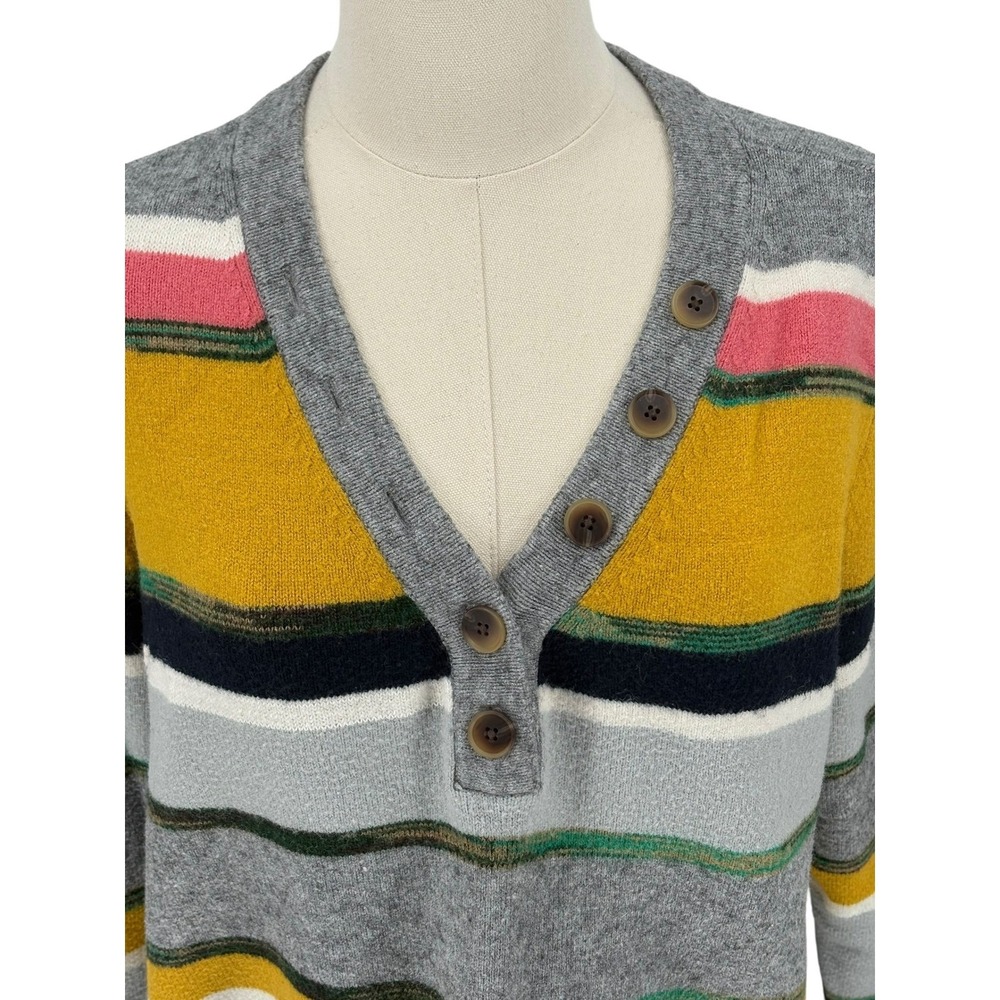 Anthropologie Striped Button Front V Neck Sweater Size L - Picture 5 of 5